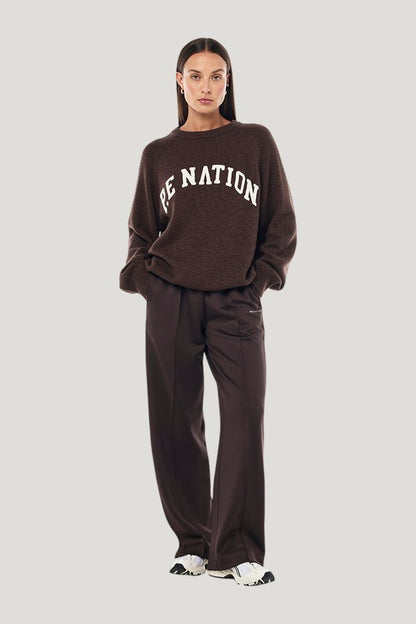 Legacy Knit Crew In Coffee — model front