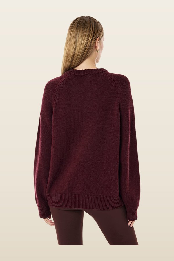 Legacy Knit Crew In Mahogany & Whisper — model back