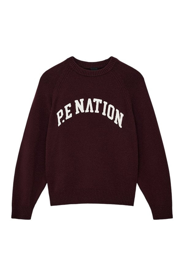 Legacy Knit Crew In Mahogany & Whisper — packshot