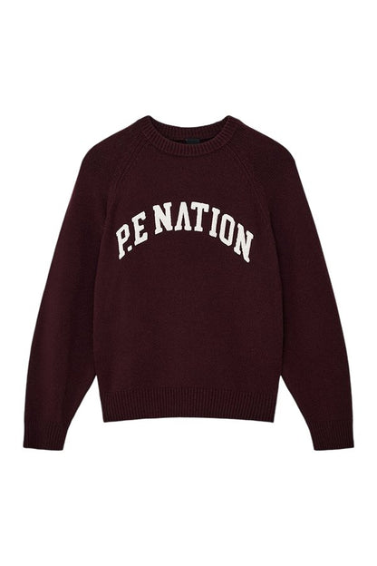 Legacy Knit Crew In Mahogany & Whisper — packshot