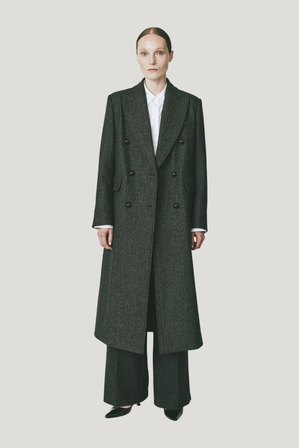 Léonard Herringbone Coat — model front