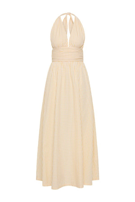 Lido Maxi Dress Butter Textured Gingham — packshot