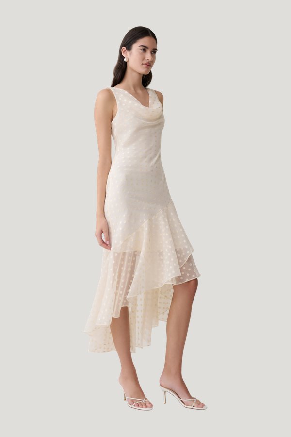 Lilah Devore Midi Dress — model side