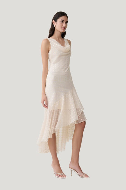 Lilah Devore Midi Dress — model side