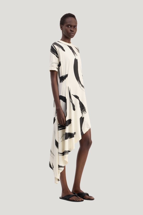 LIYA Asymmetrical Supima cotton dress — model side