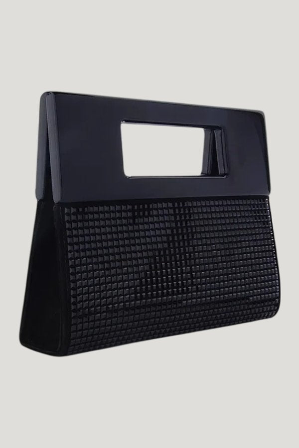 Long Micro Bella In Black Crystal — model front