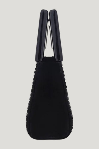 Long Micro Bella In Black Crystal — model side