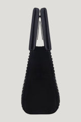 Long Micro Bella In Black Crystal — model side