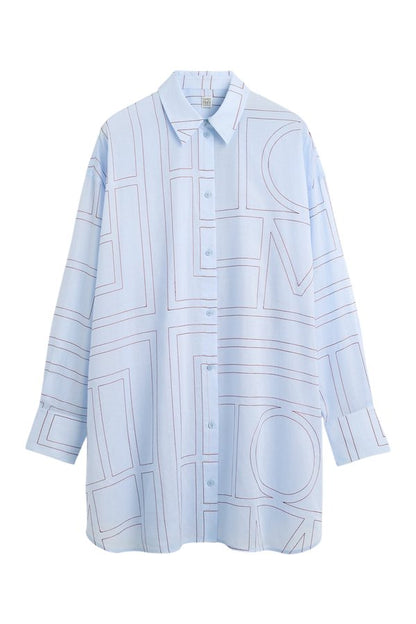 Long summer shirt sky/red — packshot
