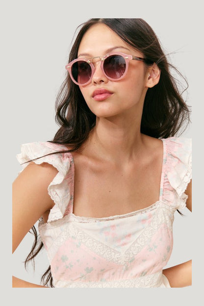 LoveShackFancy x KREWE STL II Sunglasses — model side