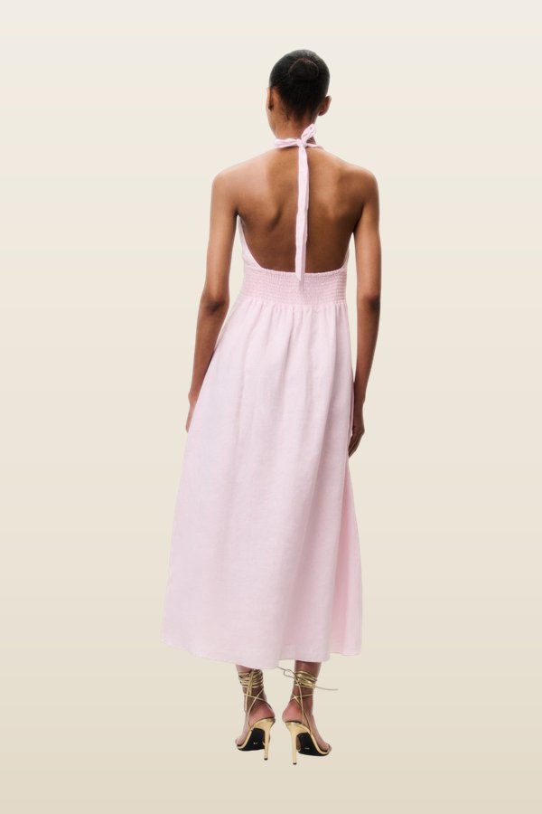 Lovis Linen Halter Maxi Dress - POTPOURRI — model back
