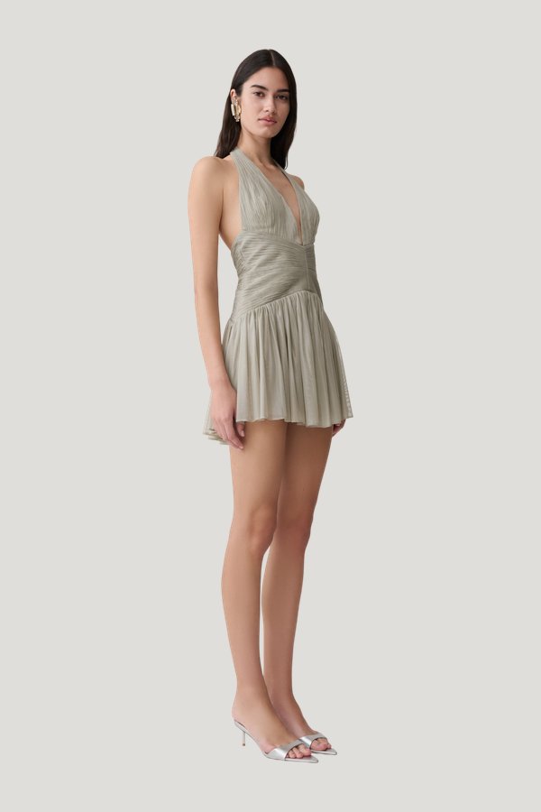 Lucille Halter Pleated Mini Dress — carry 3