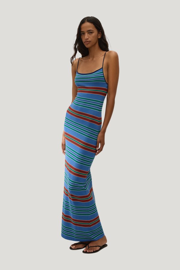 Lucy Maxi Dress Juan Stripe — model side