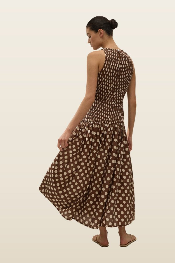 Luisa Midi Dress Cioccolato Dot — model back