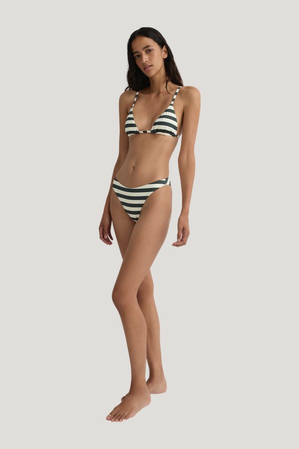 Lulu Bikini Top - Forest Stripe (Embodee™) — model side