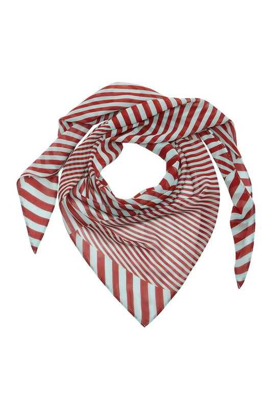 Luna Head Scarf In Maroon & Turquoise Stripe Georgette — packshot