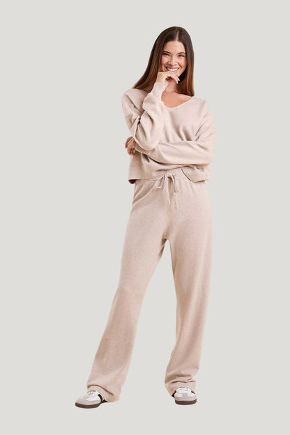 Luxe Knit Wide Leg Pant | Doe — model front