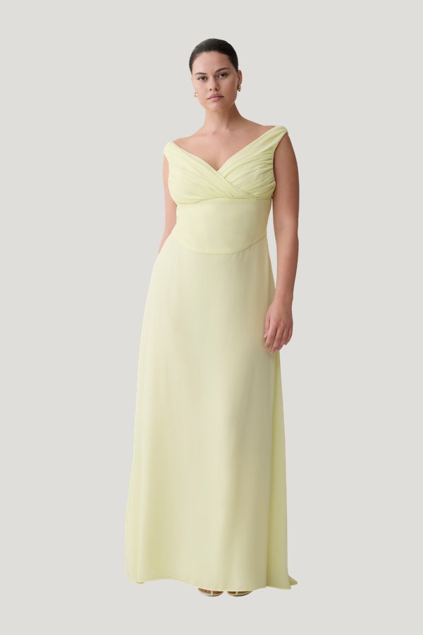 Mabel Off Shoulder Chiffon Maxi Dress — model front