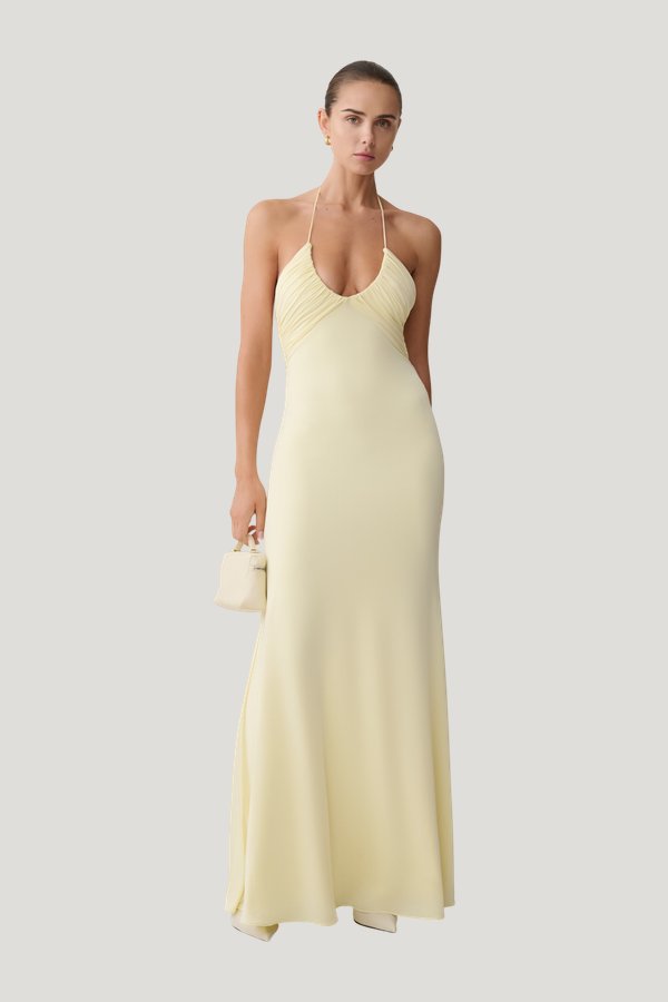 Maely Gathered Slinky Maxi Dress — model front