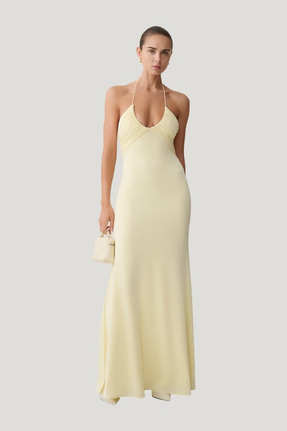 Maely Gathered Slinky Maxi Dress — model front