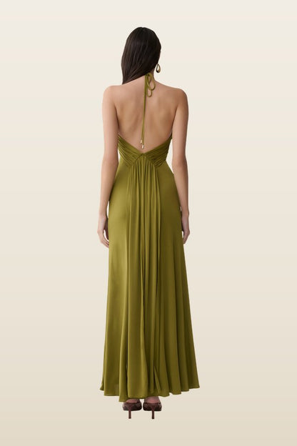 Maely Gathered Slinky Maxi Dress — model back