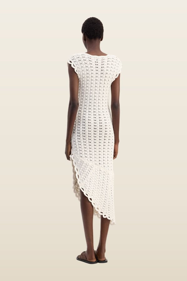 MALENA Ruffled crochet dress — model back