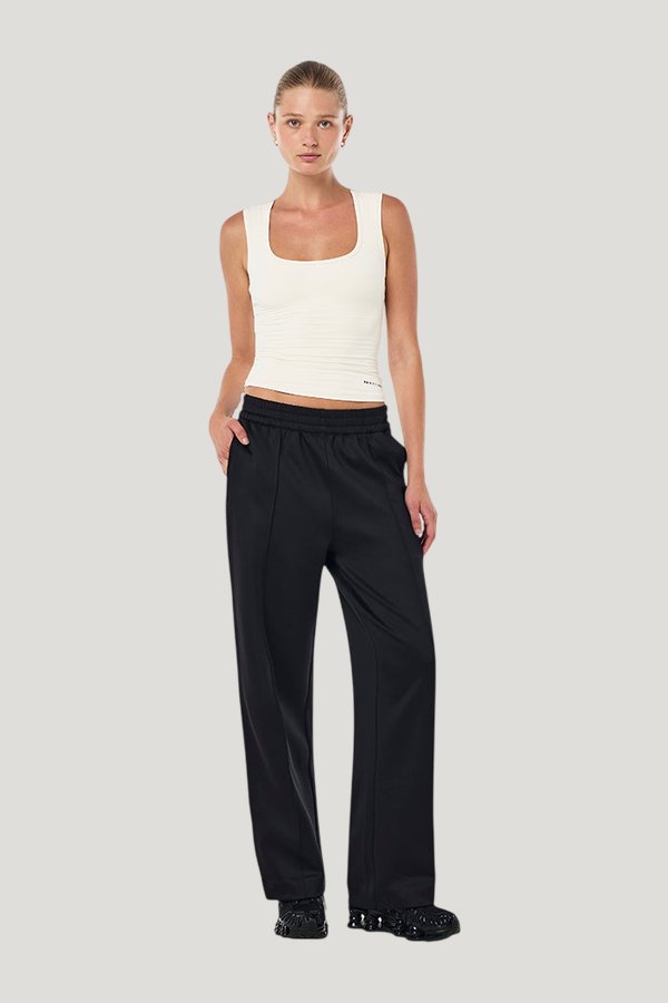Man Down Trackpant In Black & Whisper — model front