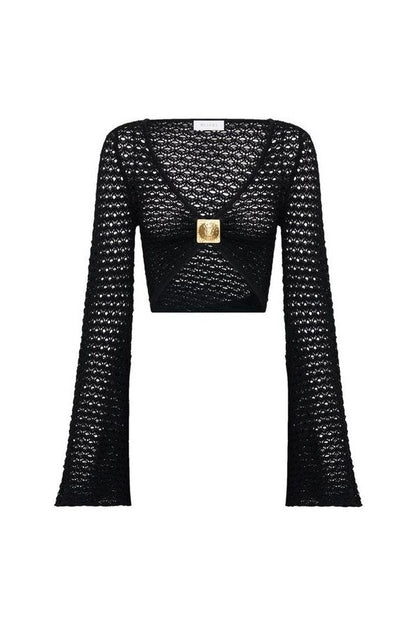 Mania Crochet Long Sleeve Cropped Top — packshot