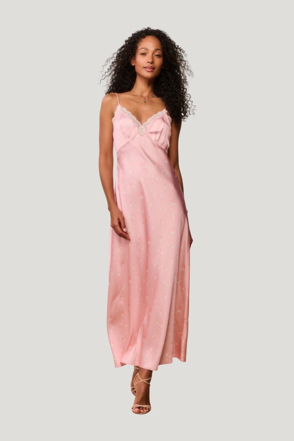 Peach Pom Pom Manuela Maxi Dress — model front