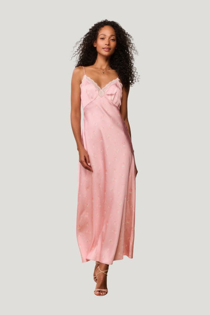 Peach Pom Pom Manuela Maxi Dress — model front