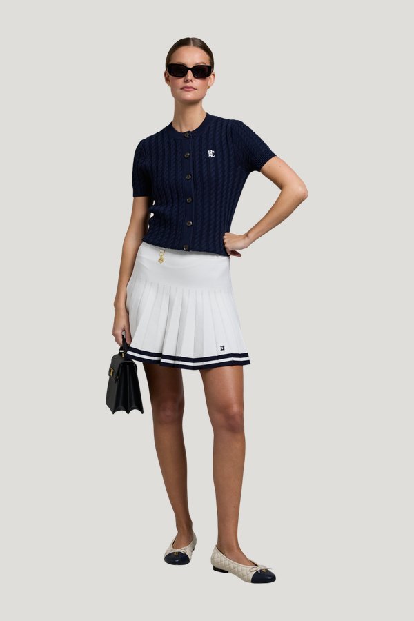 Marie Knitted Skirt (Natural Ink — model front