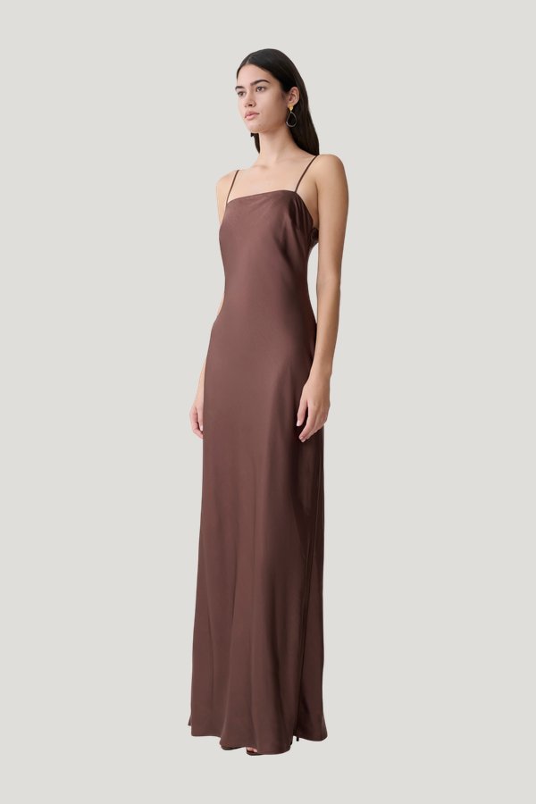 Martinne Chiffon Cape Maxi Dress — model side