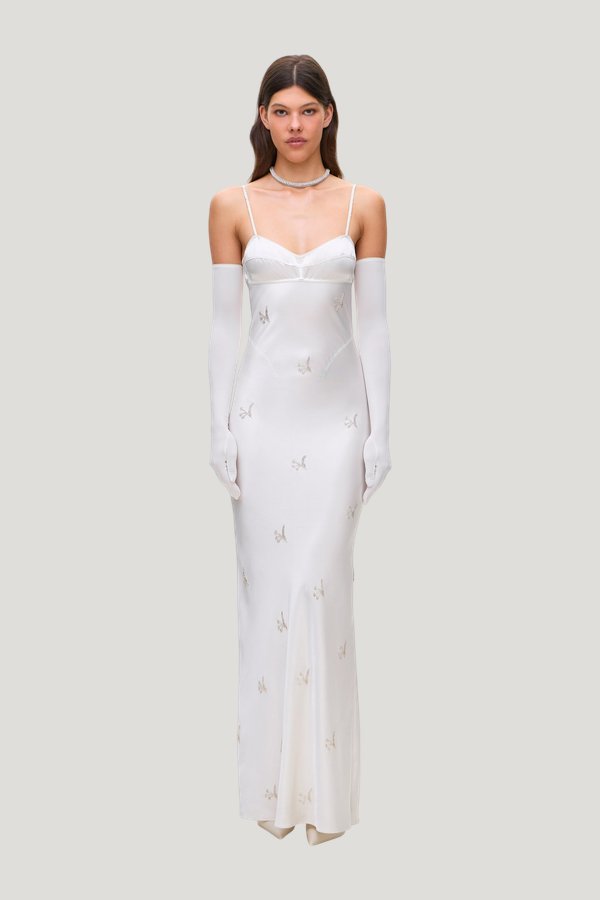 Maxi Beaded Waterlily dress — model front