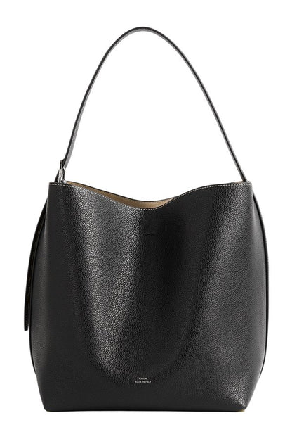 Medium belted grained-leather tote — packshot