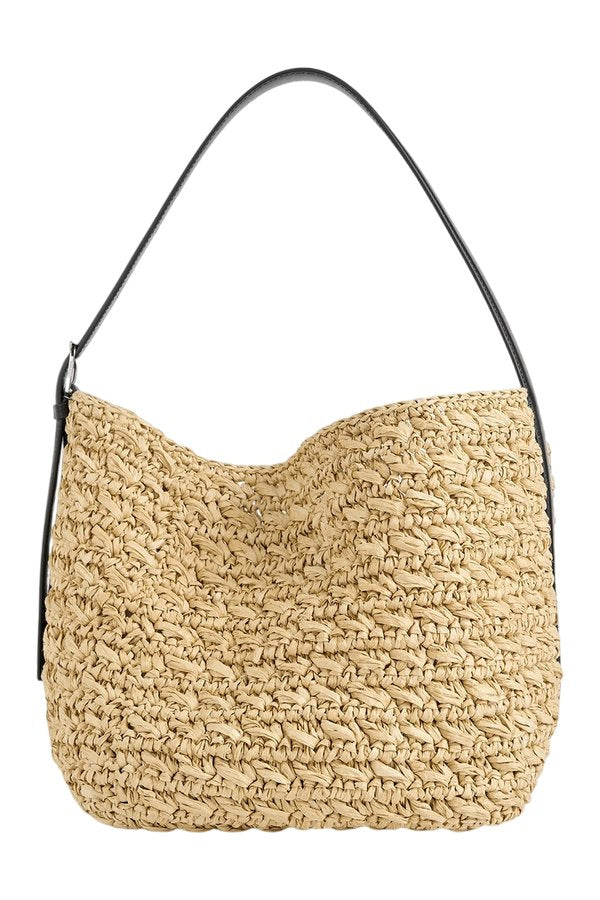 Medium belted paper raffia tote natural — packshot