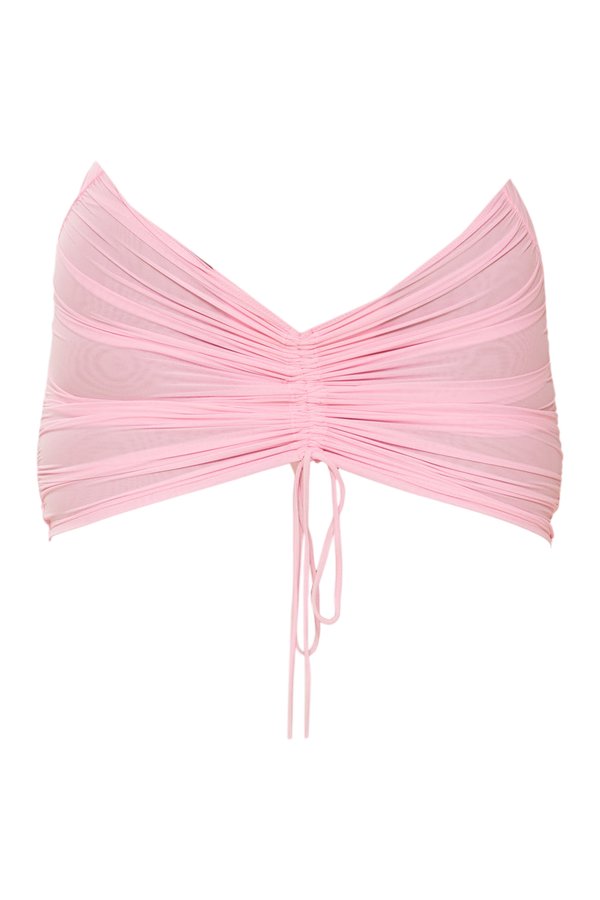 Mesh Ruched Coverup Skirt in Baby — packshot