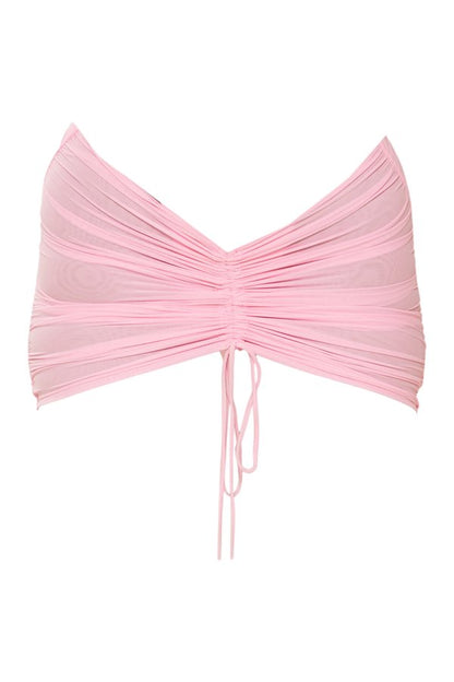 Mesh Ruched Coverup Skirt in Baby — packshot