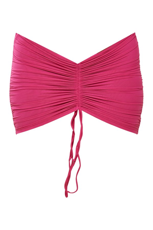 Mesh Ruched Coverup Skirt in Fuchsia — packshot