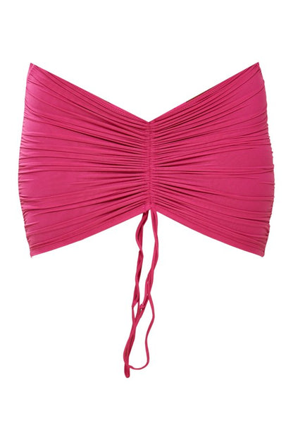 Mesh Ruched Coverup Skirt in Fuchsia — packshot