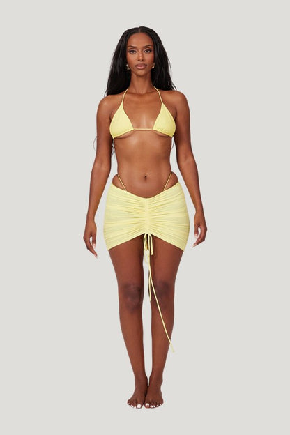 Mesh Ruched Coverup Skirt — model front