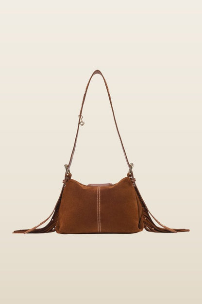 Topstitched suede Miss M Mini bag — model back