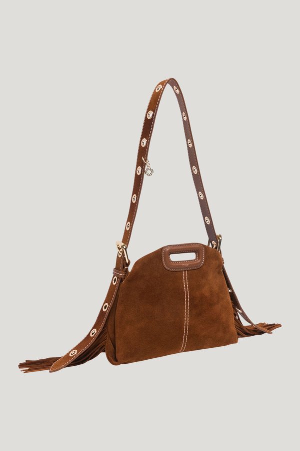 Topstitched suede Miss M Mini bag — model front