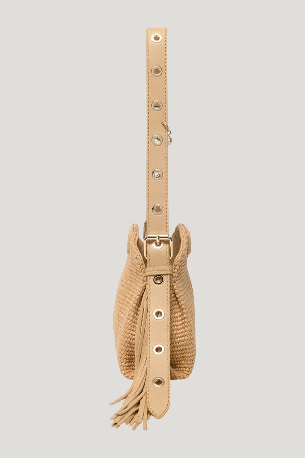 Raffia effect Miss M Mini bag — model front