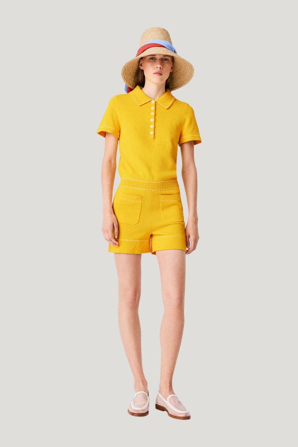 Knit playsuit with polo collar — carry 2