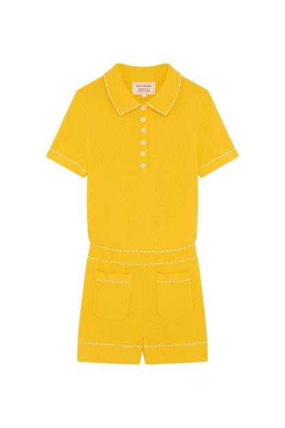 Knit playsuit with polo collar — packshot