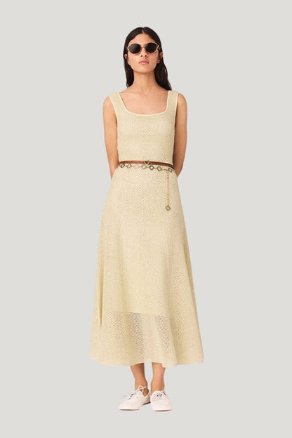 Rhinestone knit maxi dress — model front