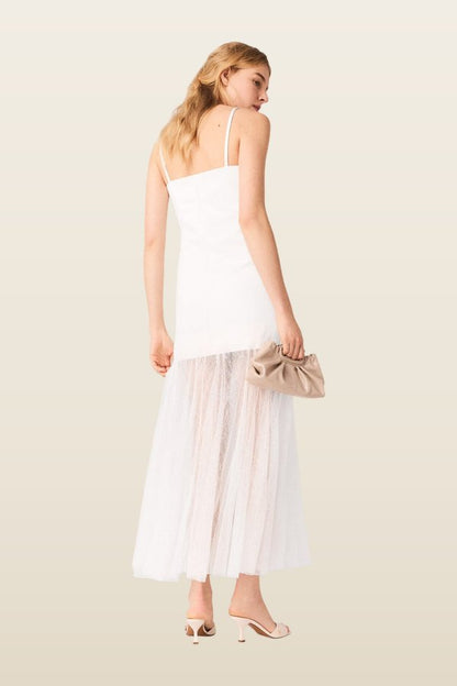 Taffeta and lace dress — model back