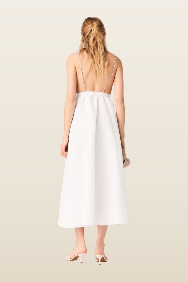 Jewelled taffeta maxi dress — model back