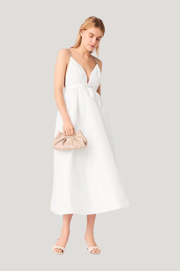 Jewelled taffeta maxi dress — model front