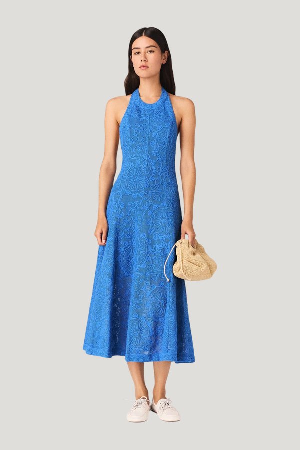 Backless guipure maxi dress — model front